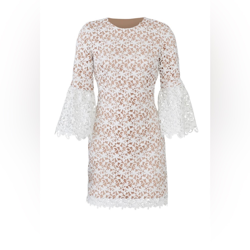 Dress the Population White Lace Long Sleeve Dress (A054)